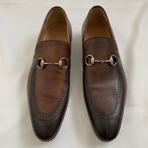 GUCCI Jordaan Horsebit Loafer In Brown Leather Sz 9 Men's Luxury Designer Shoe - Picture 3 of 9